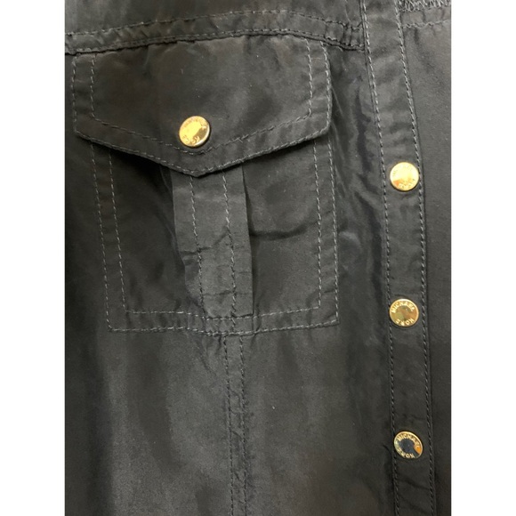 Michael Kors 100% Silk Black Safari Dress military Zara revolve Miss Lola Chicos - Picture 4 of 7